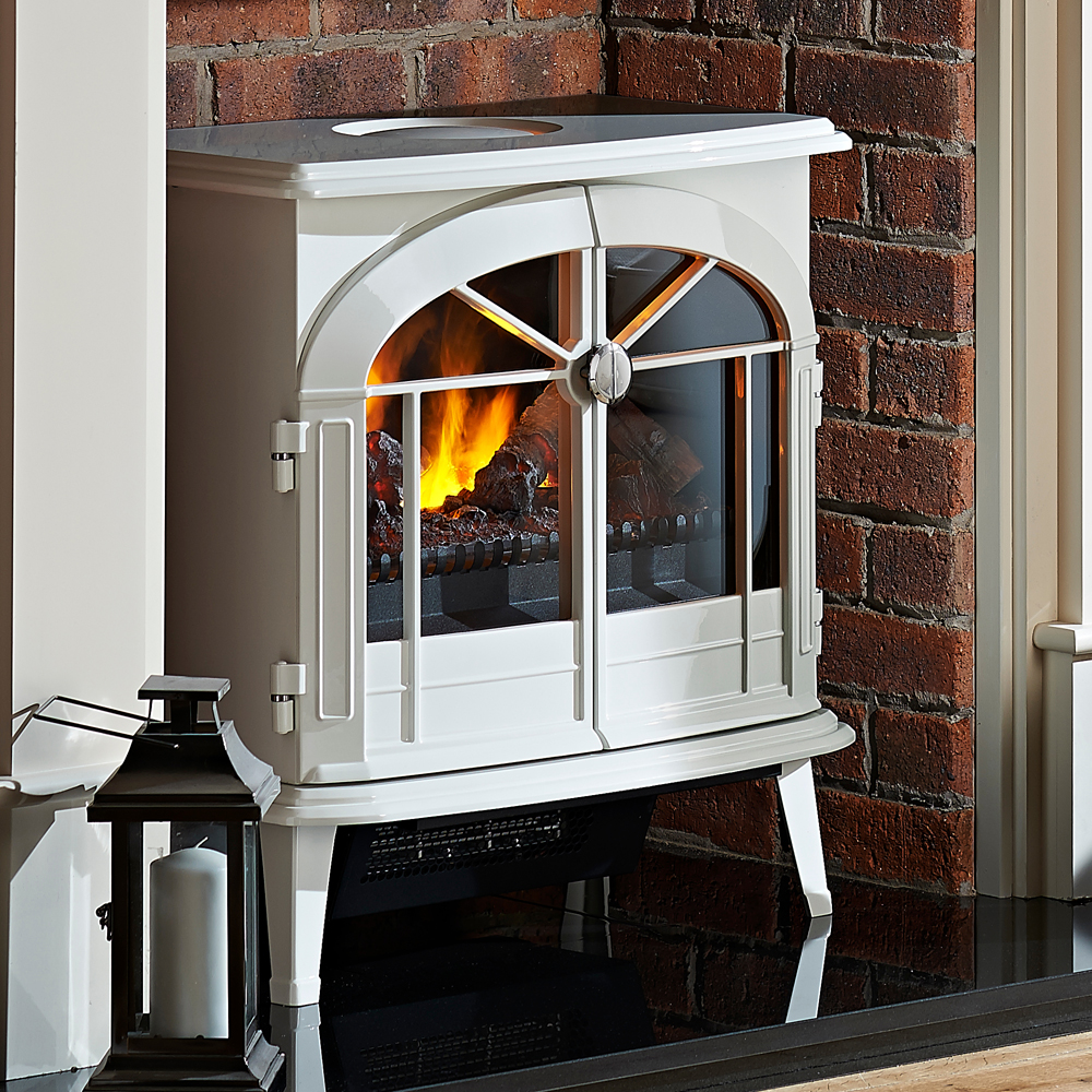 Dimplex Meribel electic stove in creamy white gloss finish