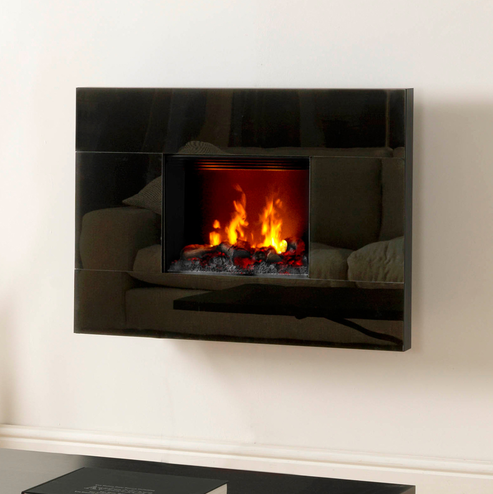 Dimplex Tahoe wall mounted electric fire in black gloss finish