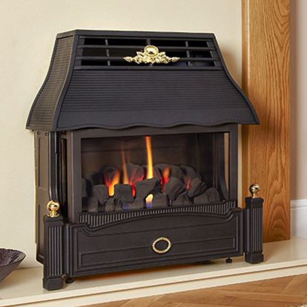 Flavel Emberglow balanced flue outset gas fire in black