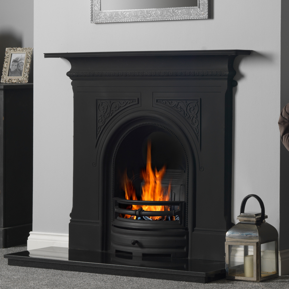 Gallery Collection Pembroke combination cast iron fireplace in black