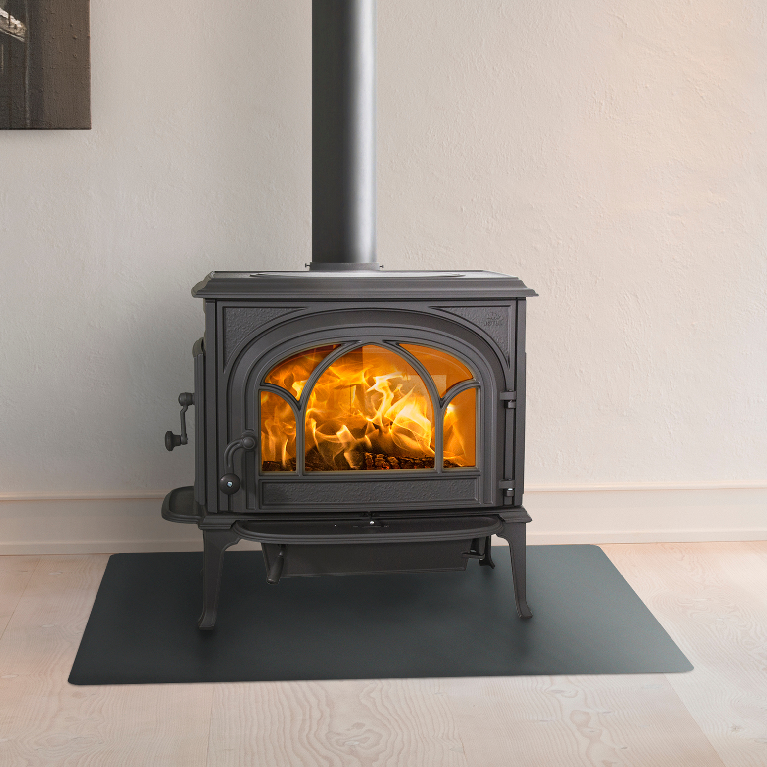 Jotul F500 wood burning stove in black paint
