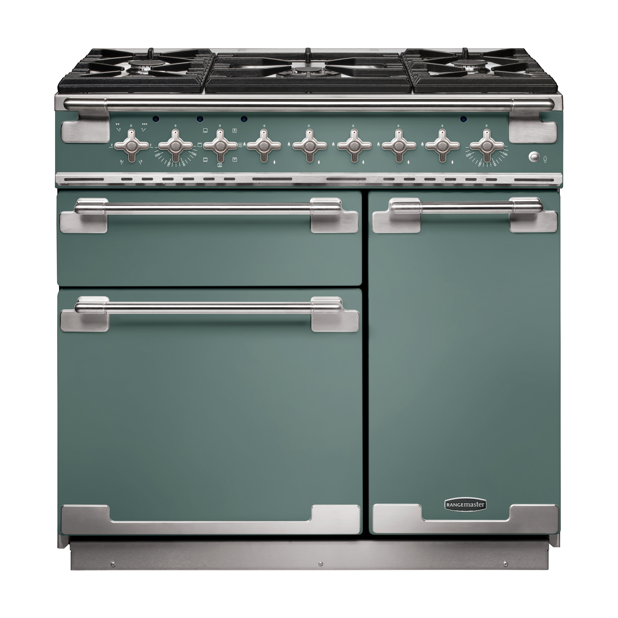 Rangemaster Elsie 90 Dual Fuel range cooker in mineral green