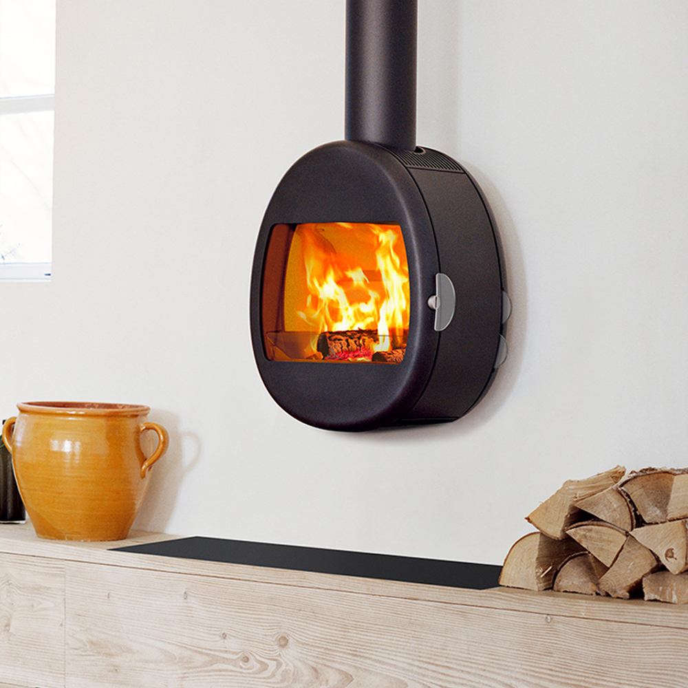 Scan 66-1 Wall mounted oval stove in black