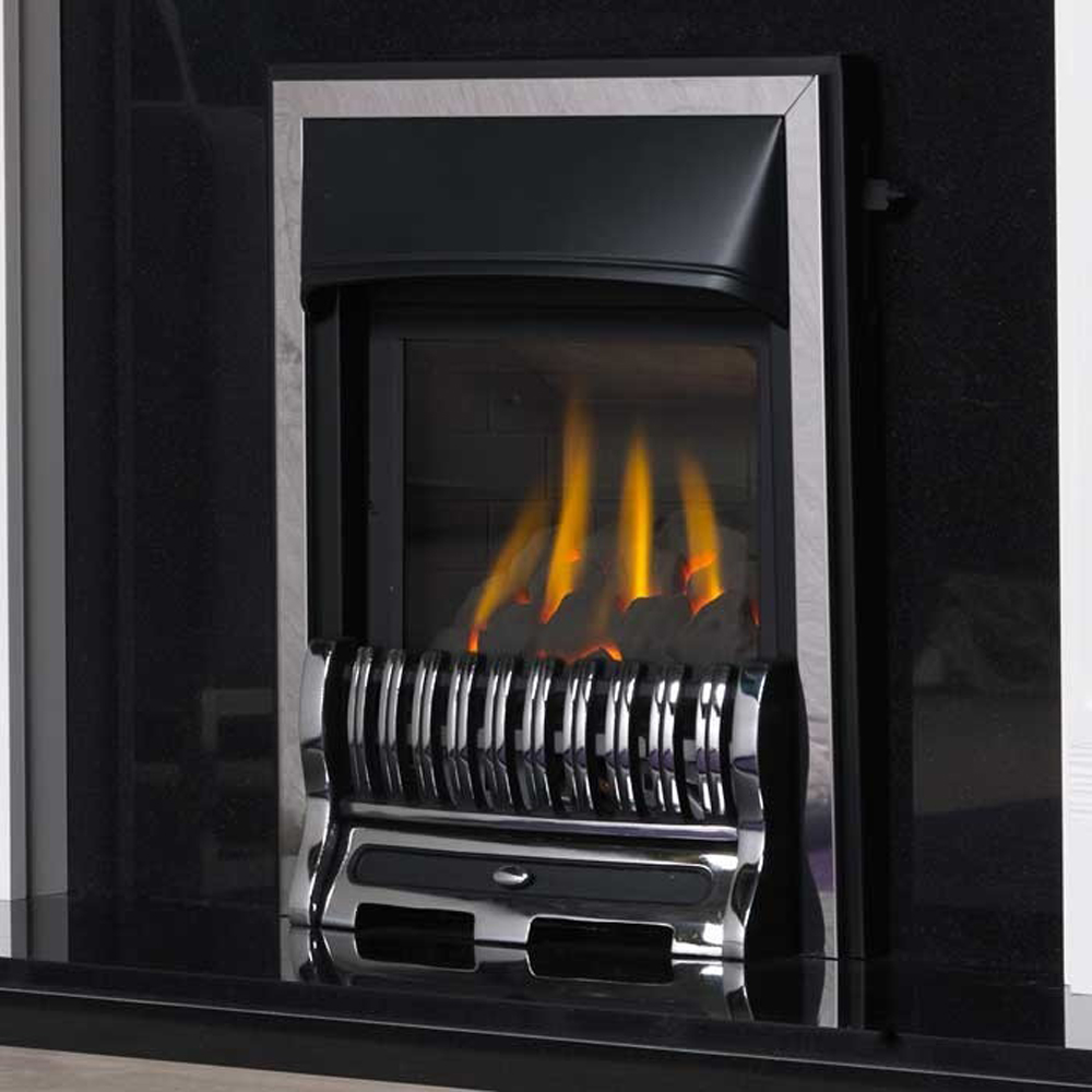 Valor Trueflame Full Depth High Efficiency gas fire with Alton fret in chrome