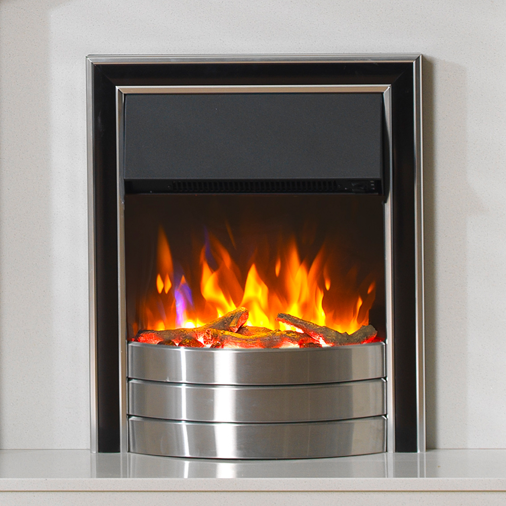 Dimplex Skeldon electric fire in brushed chrome and black finish