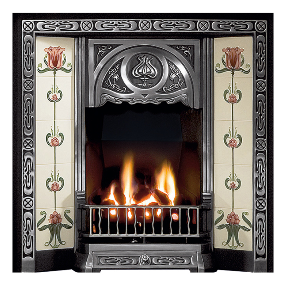 Gallery Collection Tulip tiled cast iron insert in a highlighted finish