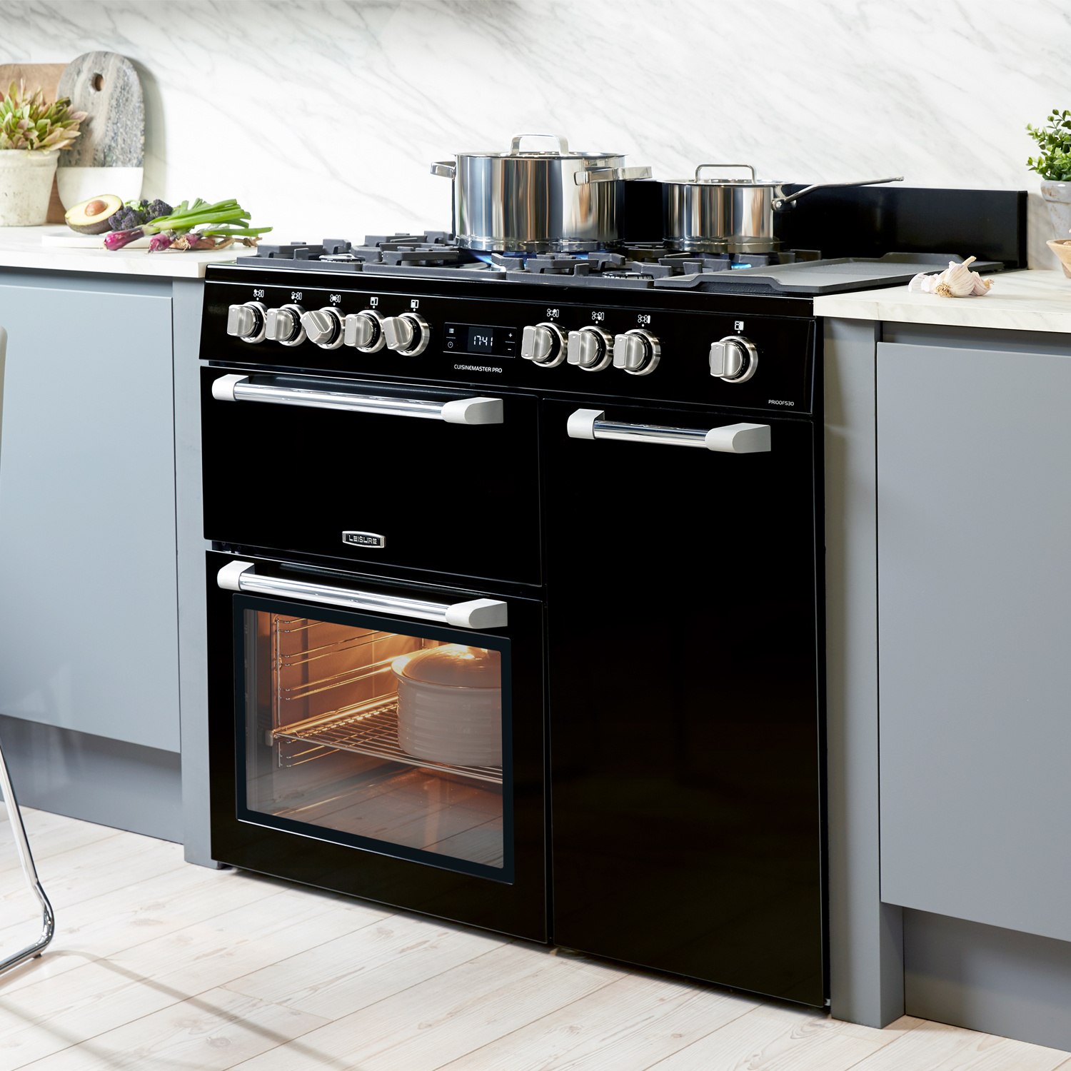 Leisure Cuisinemaster PR100F530K dual fuel cooker in black